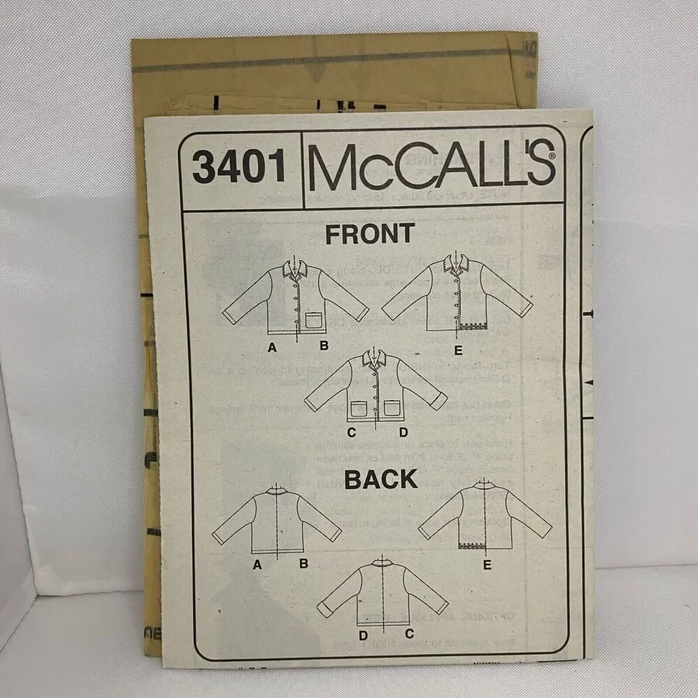 #3401 McCalls Misses Petite Unlined Jacket Sewing Pattern